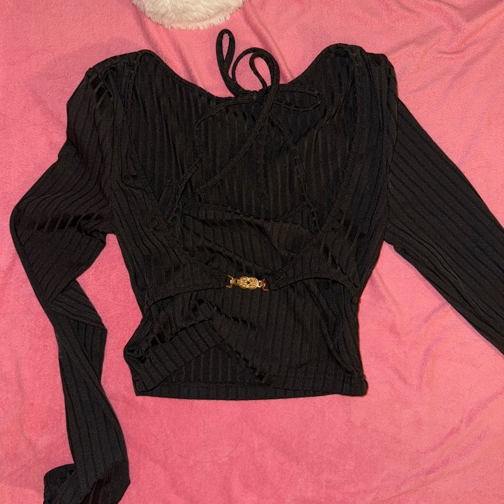 Chic Black Long Sleeve Top
